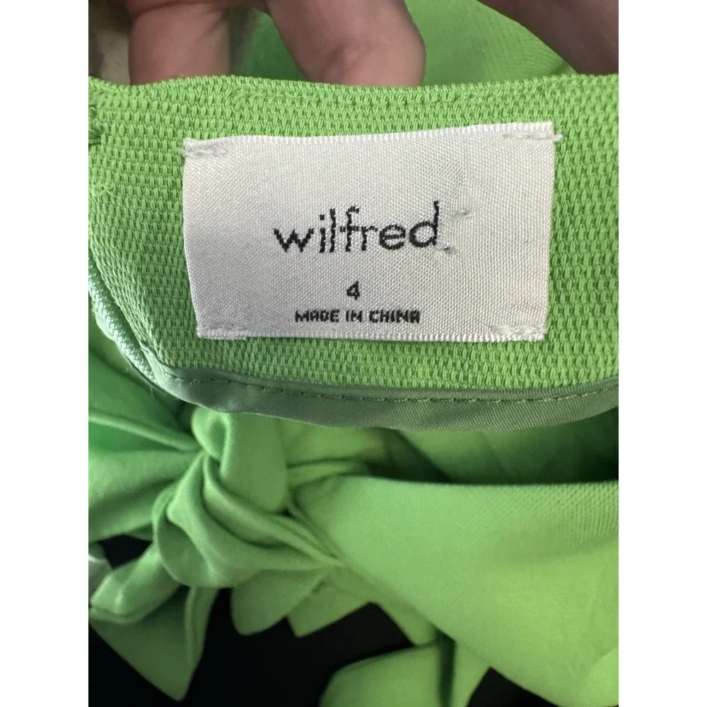 Wilfred Dress Womens 4 Green Mini Aritzia Tie Keyhole Back Cut Out Square‎ Neck
